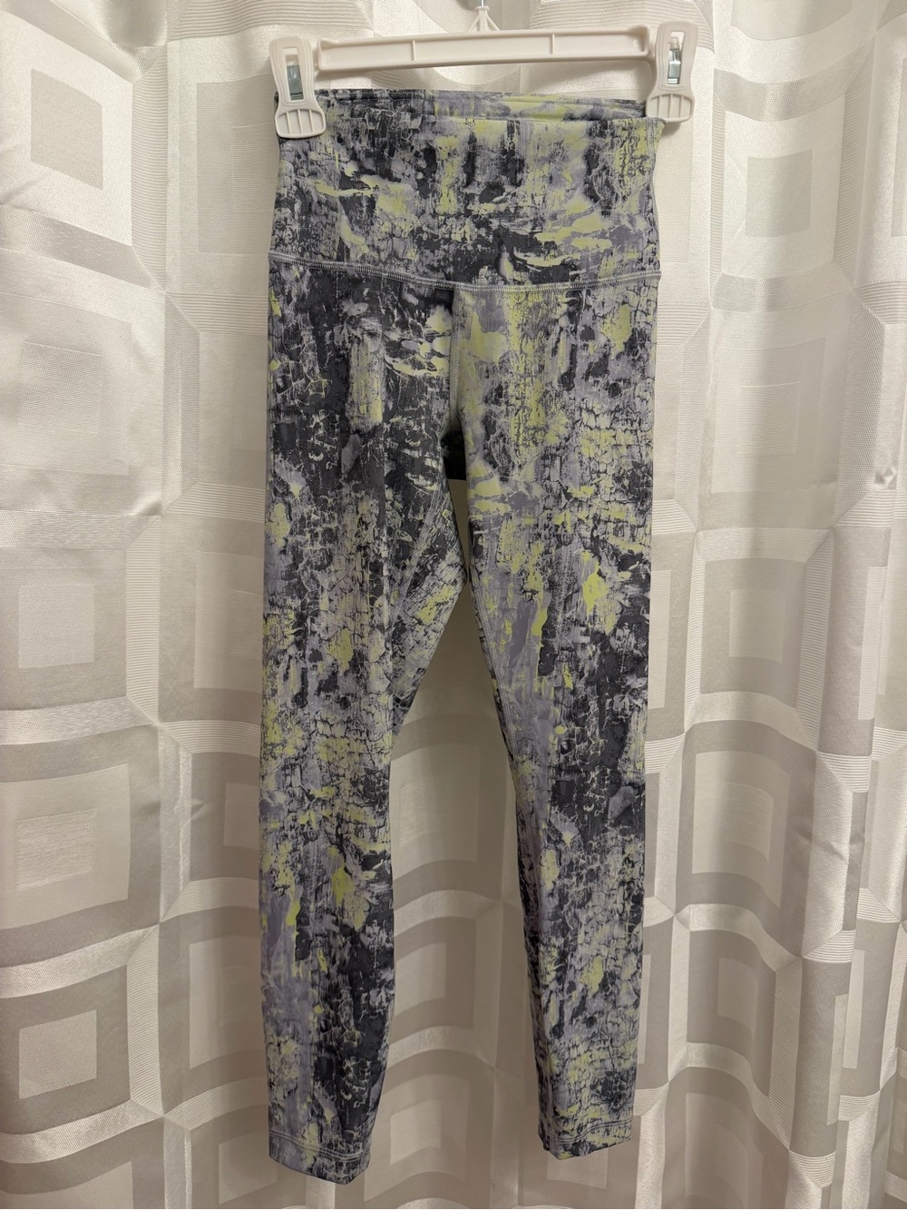Lululemon wunder train high rise leggings gray yellow cinder grain size 4